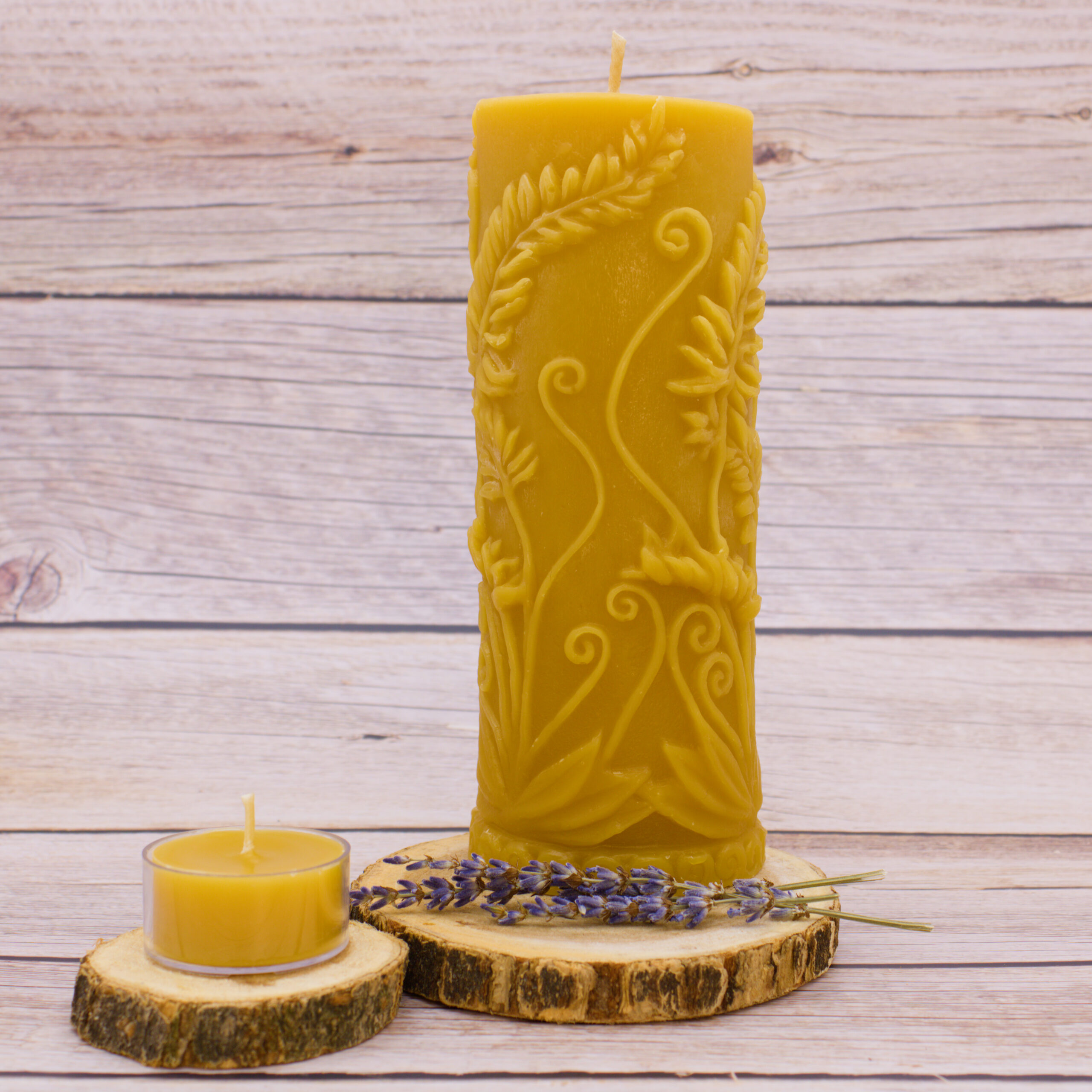 rustic fern cylinder beeswax candle Abstract Beezzz rustic fern cylinder beeswax candle pure and natural