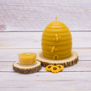 buzzing large bee skep beeswax candle