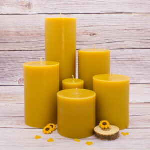 classic cylindrical pillar beeswax candle