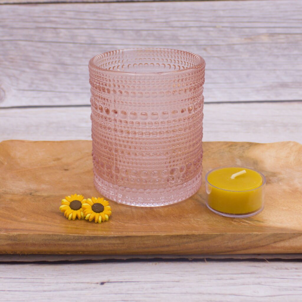 Home beaded bubble candle holder – blush pink