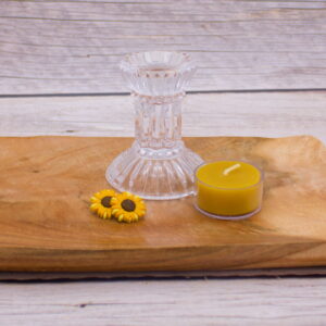 sculpted taper candle holder – clear glass florida