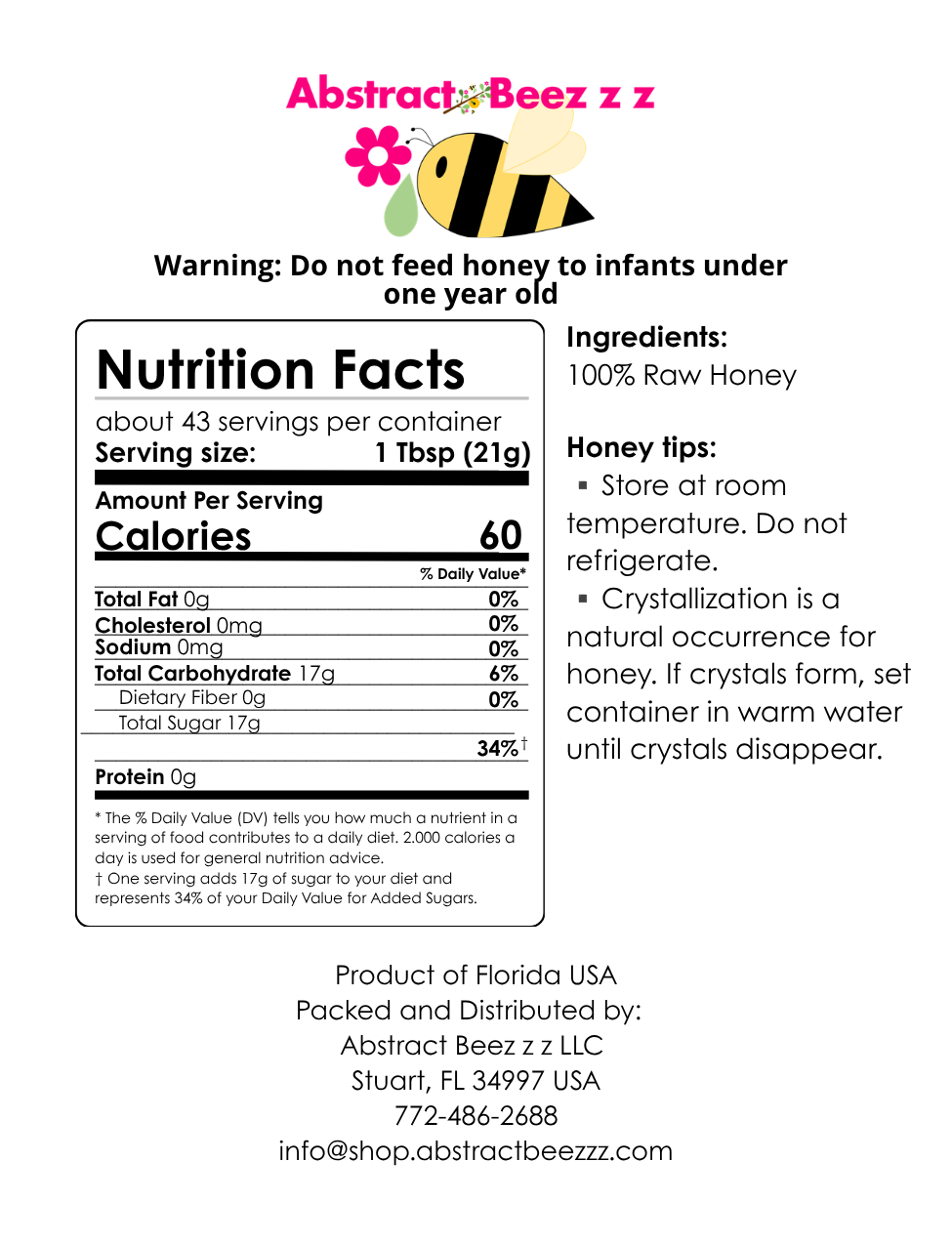 Orange Blosson Nutritions Abstract Beezzz 32 oz (925 g)