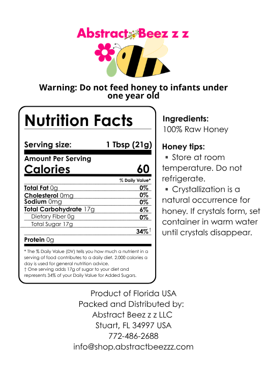 Nutrition label honey Abstract Beezzz Honey Nutrition Facts Abstract Beezzz